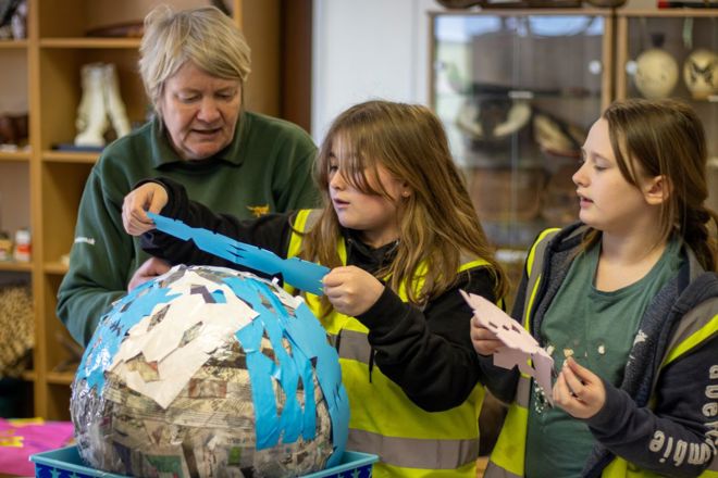 Students with educational ranger at Woburn Safari Park education sessions